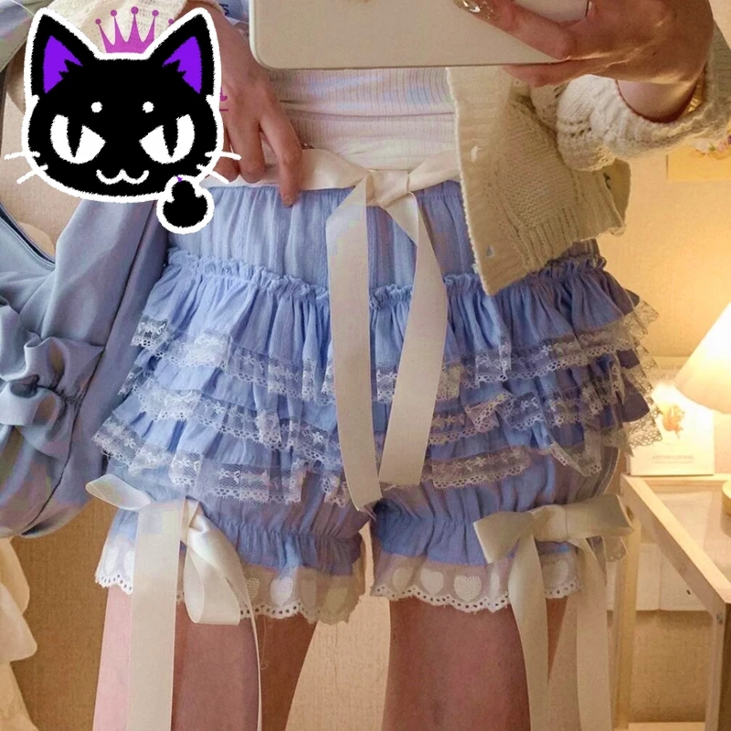 2025 misa venda quente harajuku y2k feminino bonito bloomers vintage vitoriano abóbora calças gótico lolita estética kawaii doce arco ruf