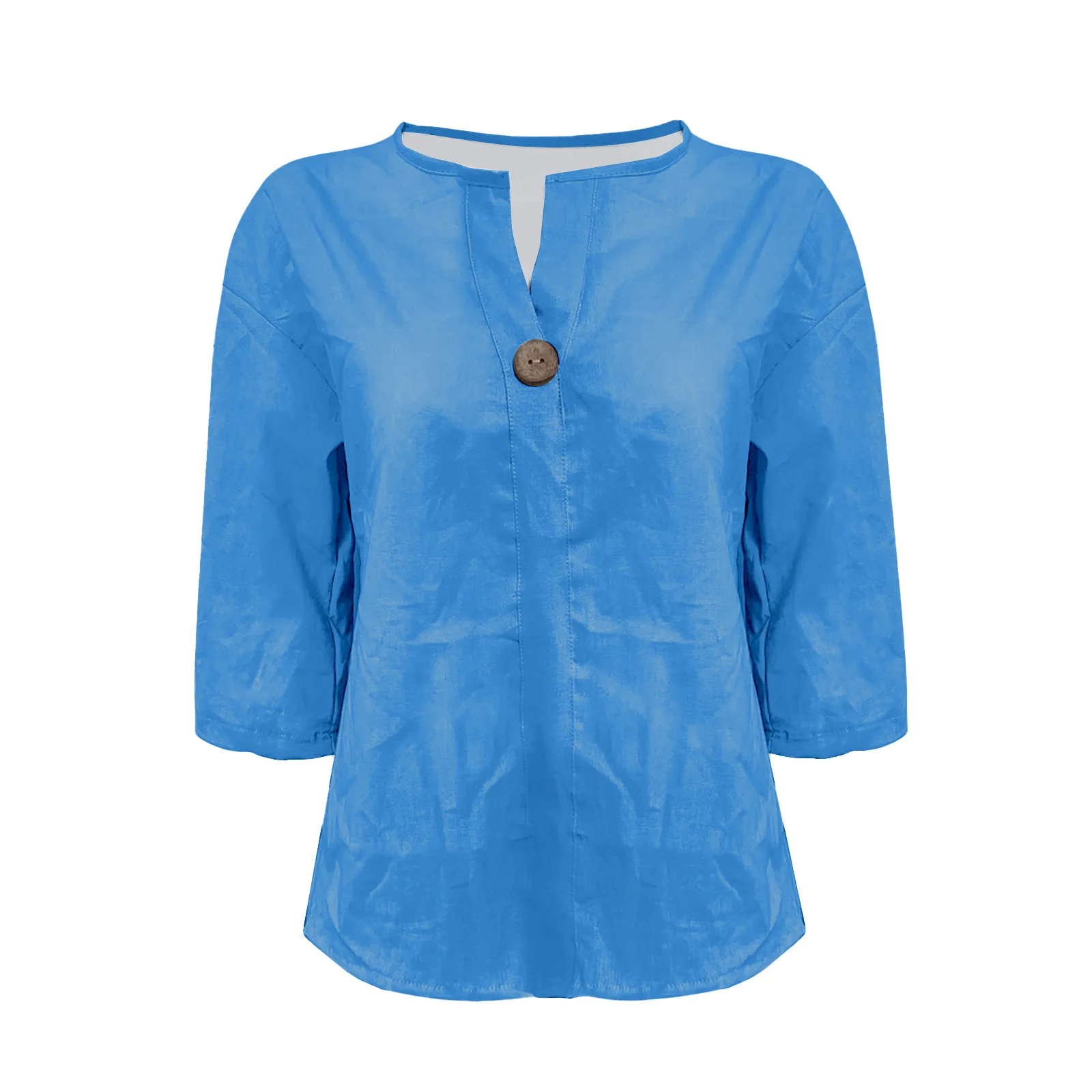 Camisas Retro informales, novedad de verano, camiseta holgada para mujer, blusa superior con botones de cáñamo y algodón con cuello en V