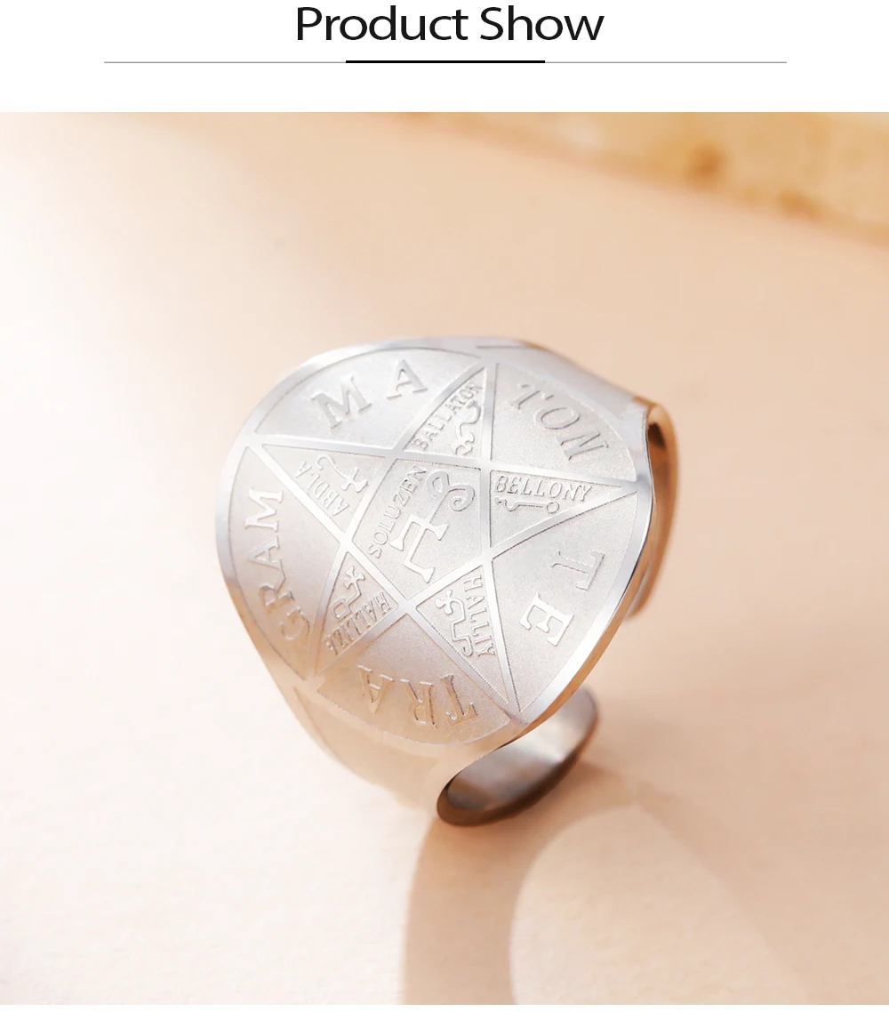COOLTIME Pentagramm von Solomon Ring aus Edelstahl, verstellbar, übernatürlicher Zauberer, Amulett-Ring, Schmuck, Geschenk für Damen und Herren – Detail 6