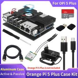 Orange Pi 5 Plus Aluminum Case Active Passive Metal Cooling Enclouse with Fan Heatsinks Metal Shell for for Orange Pi 5 Plus