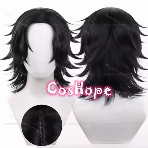 Portgas D Ace Cosplay Wig 40cm Short Scalp Hair Black Wig Cosplay Anime Cosplay Wigs Heat Resistant Synthetic Wigs