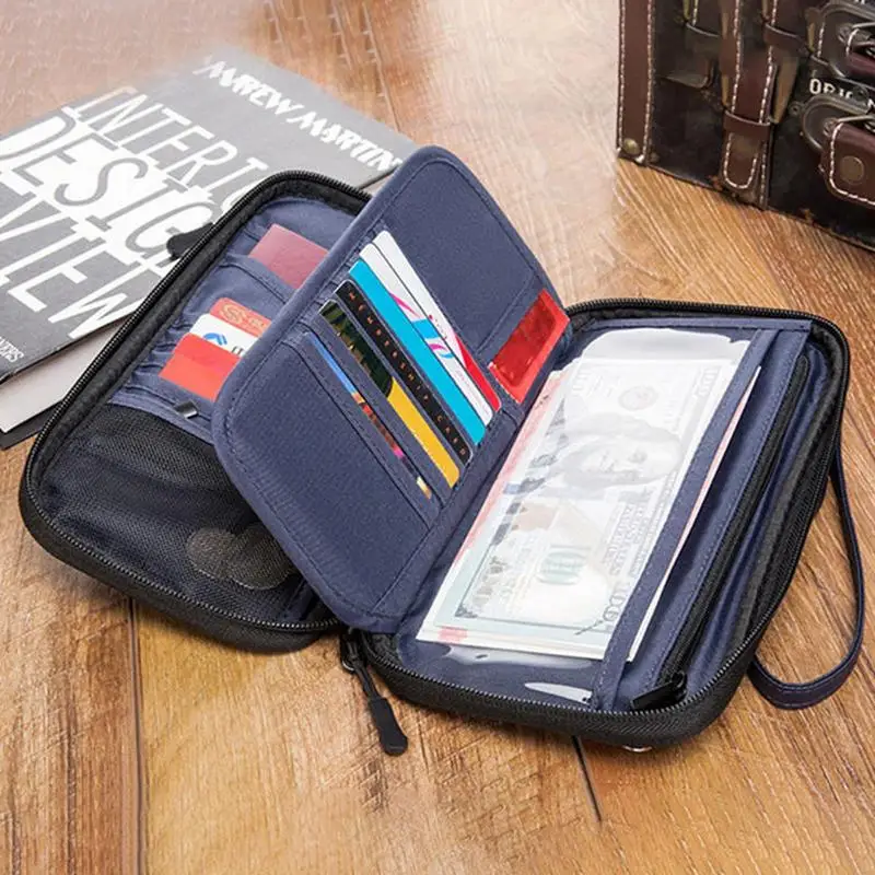 Passport Wallet Portable And Foldable Travel Document Organizer With Zippe Family Passport Holder Wallet For Cards Boarding Pass