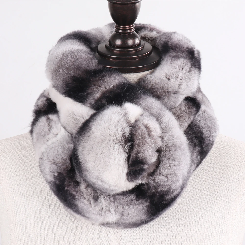 

Winter Women Real Rex Rabbit Fur Scarf Natural Warm Rex Rabbit Mufflr Russia Lady 100% Genuine Real Rex Rabbit Fur Ring Scarves