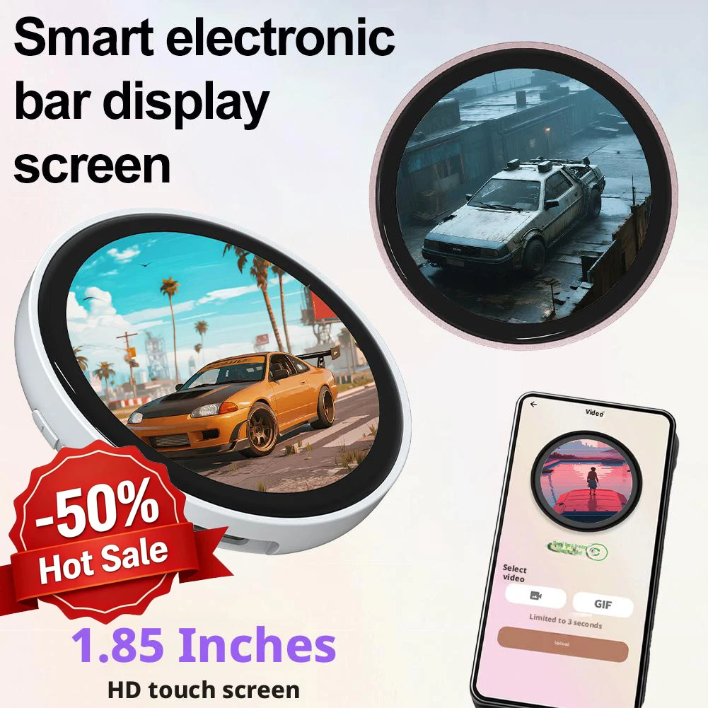 

Digital Badge Pin with HD Touchscreen 1.85 inch Custom Dynamic/Still Photo Display Electronic Digital Pin for Backpack Cloth