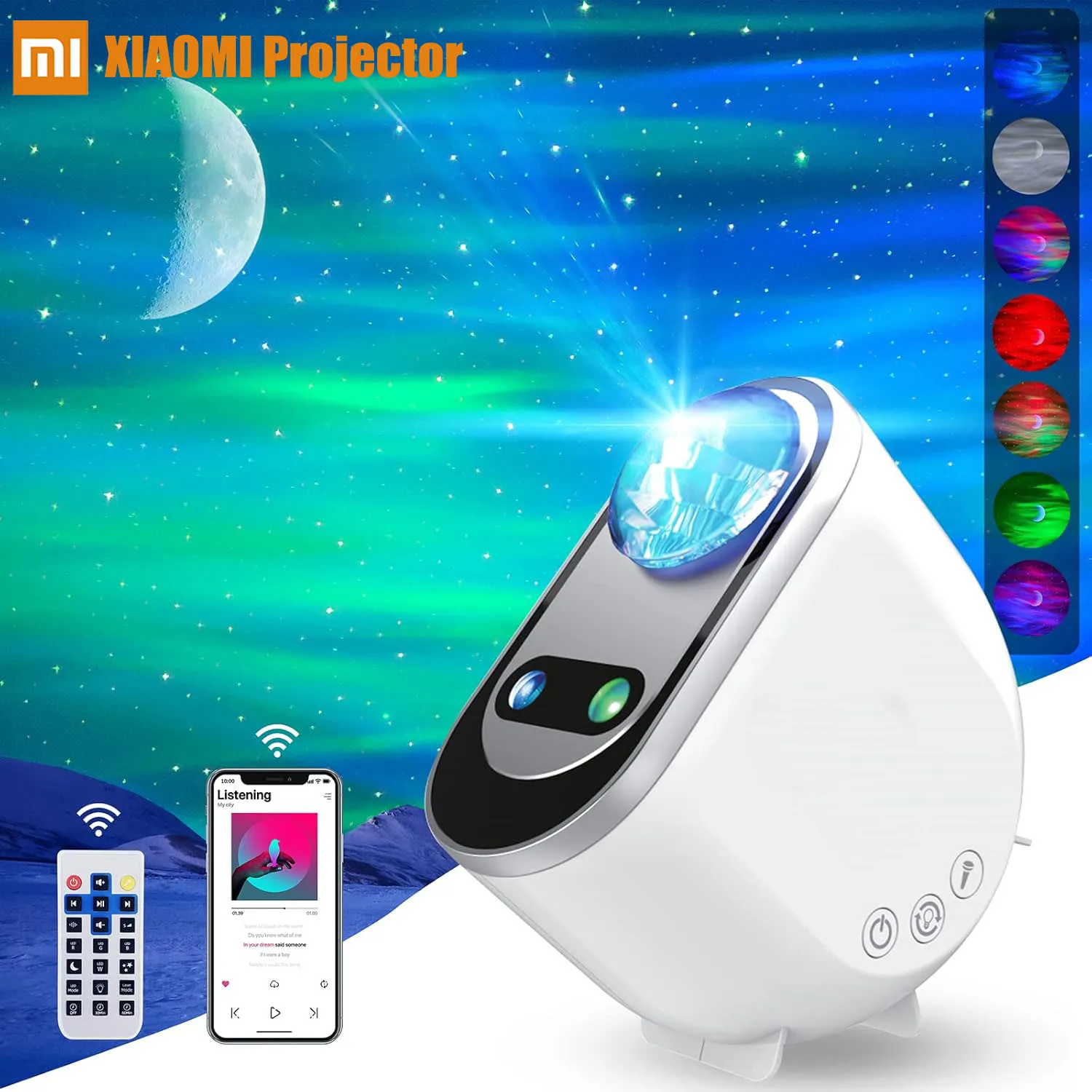 Xiaomi Galaxy Star Projector 3 in 1 LED Northern Lights Moon Light Projector With Bluetooth Speaker For Room Decor Children Gift