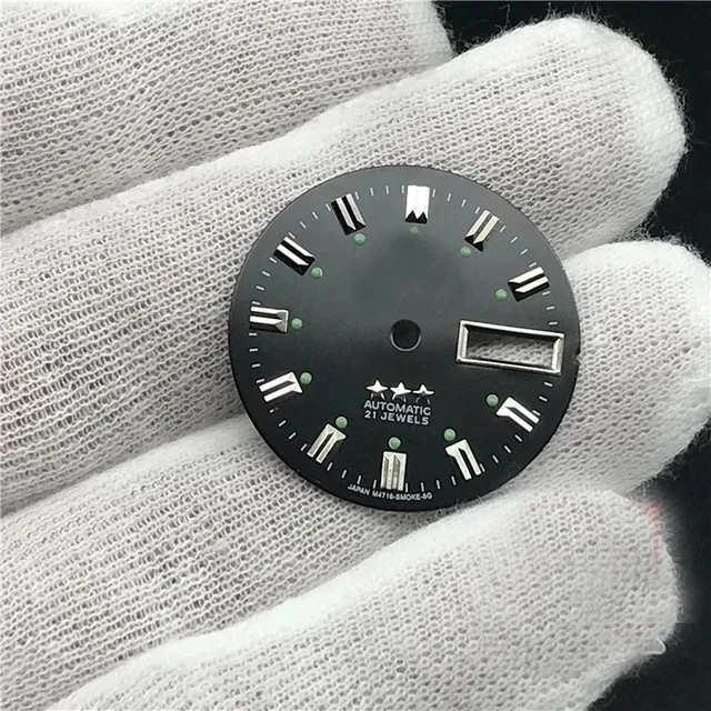 28.5mm Vintage Watch Dial DIY Parts 3 Stars Dual Calendar Literal Men\'s Watch Accessories for 46941/46943 Movement