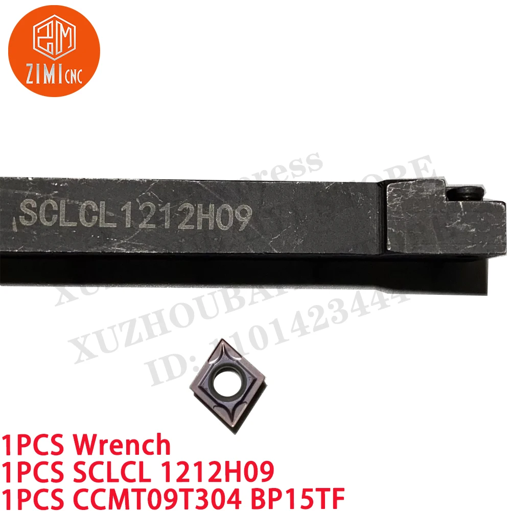 1 قطعة 12 مم SCLCL1212H09 حامل أداة تحويل خارجي للمخرطة + 1 قطعة CCMT09T304 بزاوية 95 درجة ملحق كربيد CNC أداة قطع مخرطة معدنية