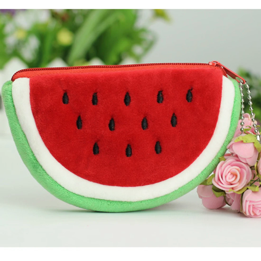 Cute Watermelon Coin Purse Cartoon Fruits Shape Small Purse Zipper Money Bag Creative Strawberry Wallet Headphone Lipstick Bags