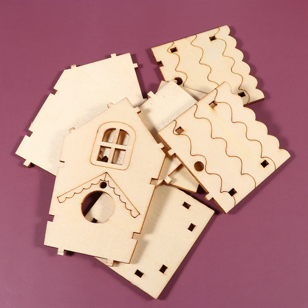 

4 pcs Wooden Bird Nest Diy Birdhouse Eco-Friendly Wood Assembling Swallow Nest Box Decor Indoor Outdoor Hanging Bird