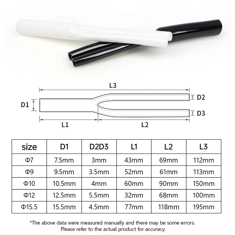 2-100pcs Y-shaped PVC Sleeve 7mm 9mm 10mm 12mm 15.5mm No-Shrinkable Y Splitter Pant Boot DIY Speaker Audio Cable Pants Accessory