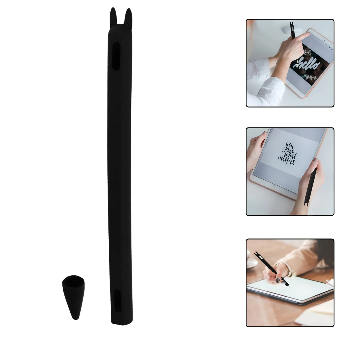 1Pcs Adorable Rabbit Ear Pen Cap Silicone Protective Case Drop-Proof Anti-Dust Shockproof Pen Sleeve Convenient Charging
