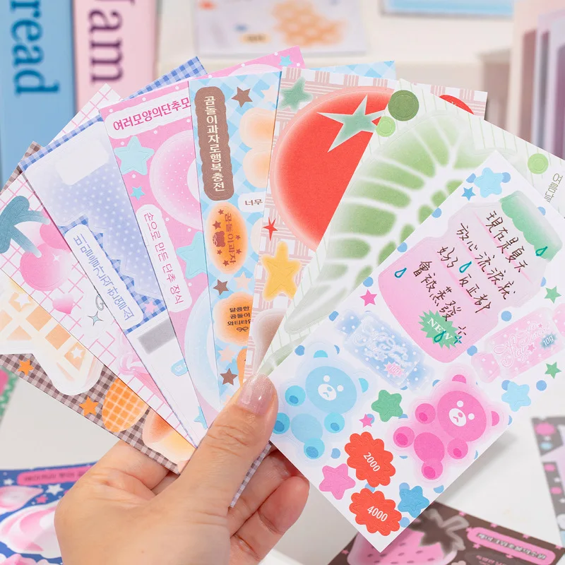 20Pcs Write‑able Paper Sticky Note Book, Sweet Candy Color Memo Stickers for Junk Journal Scrapbook DIY Collage Decor