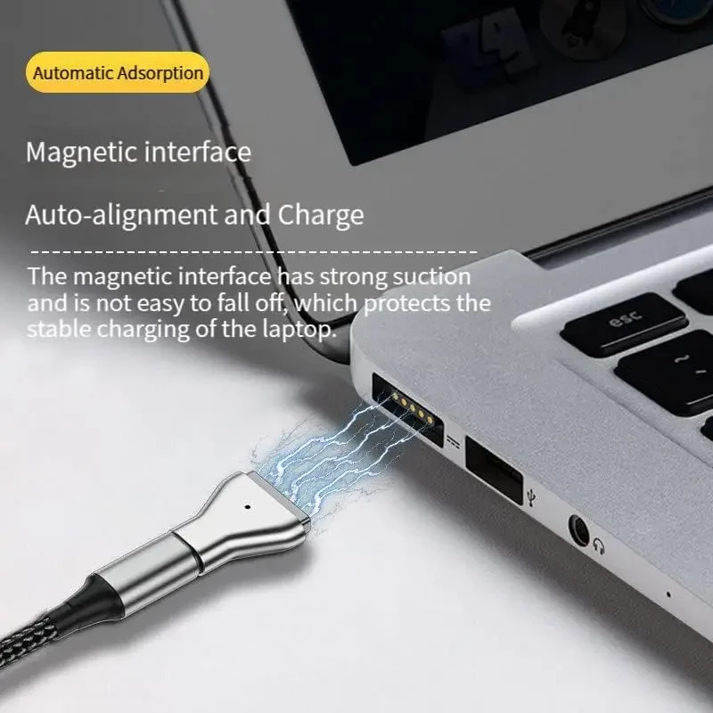 USB C to Magnetic1 L-tip Magnetic 2 Connector Charging Adapter 100W PD Power Charger Converter Compatible with Macbook Air/Pro
