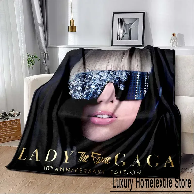 Fashion Art Print Pop Female Singer Lady-Gaga Idol Throws Blanket Living Room Sofa Bedroom Sheet Plush Sleeping Blanket Fan Gift