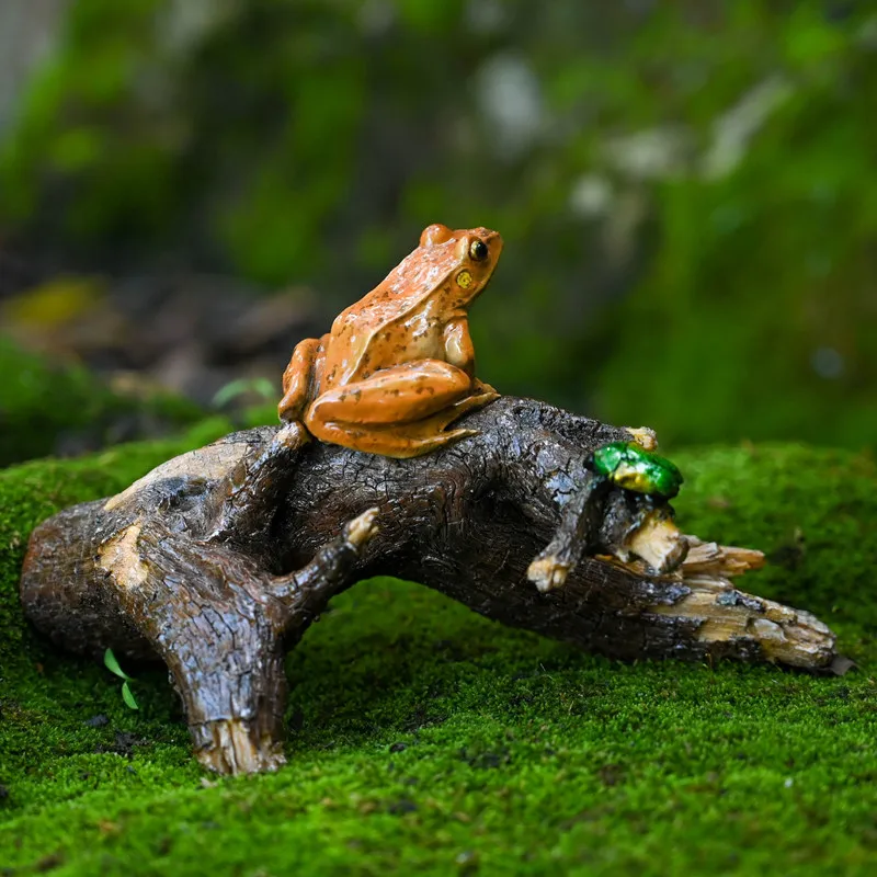 Realistic Marsh Frog On Tree Branch Statue Resin Garden Bonsai Rockery Micro Landscape Decor Ornament Perfect Gift For Patio Yar