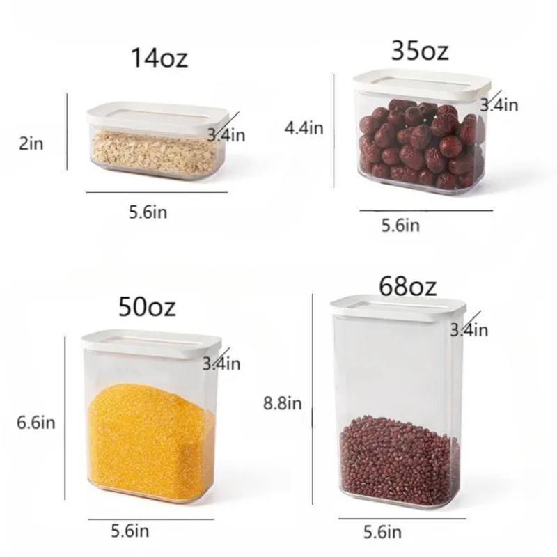 Clear Grain Container Transparent Food Cereal Box Sealed Rice Tank Air Tight Coffee Bean Storage Jar Organizer Kitchen Tools