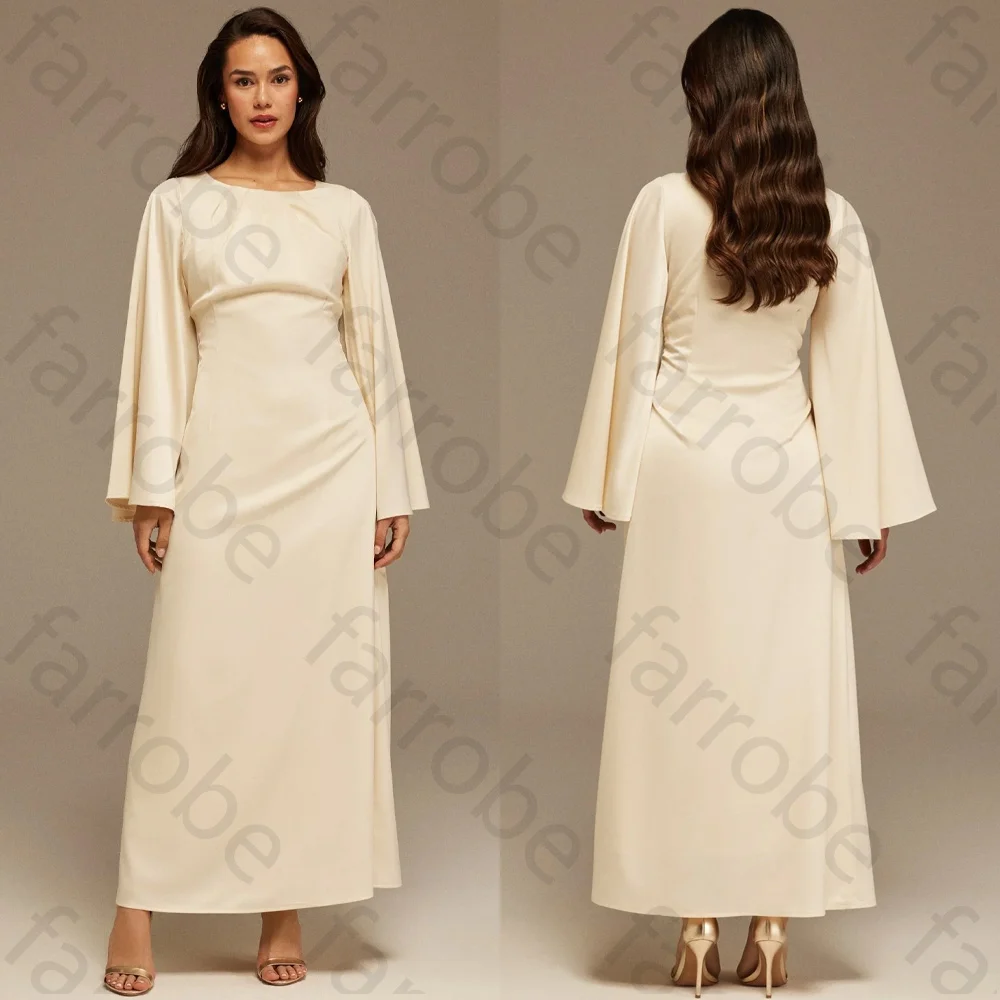 

Струящееся платье до щиколотки по индивидуальному заказу Вечерние платья трапециевидной формы с длинными рукавами Формальные изысканные платья высокого качества для выпускного вечера для женщин