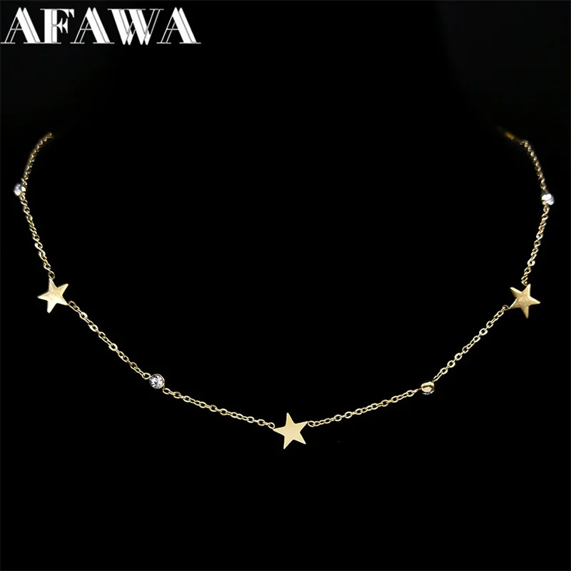 Y2K Star Choker Necklace for Women Stainless Steel Gold Color Aesthetic Trendy Clavicle Chain Engagement Jewelry collar