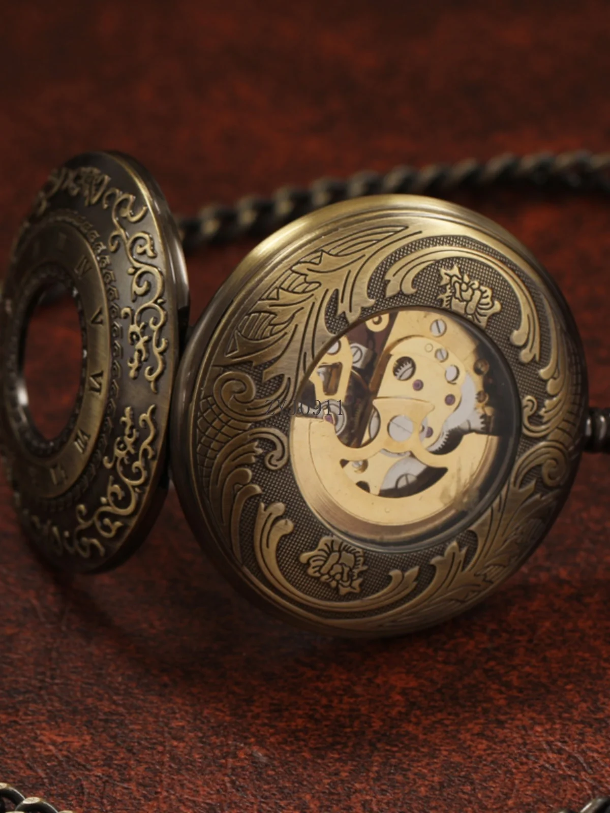 นาฬิกาพกกลไกอัตโนมัติเต็มรูปแบบพลิกย้อนยุคกลวงออกนาฬิกาสร้อยคอเด็กนักเรียนโรมันคิดถึง