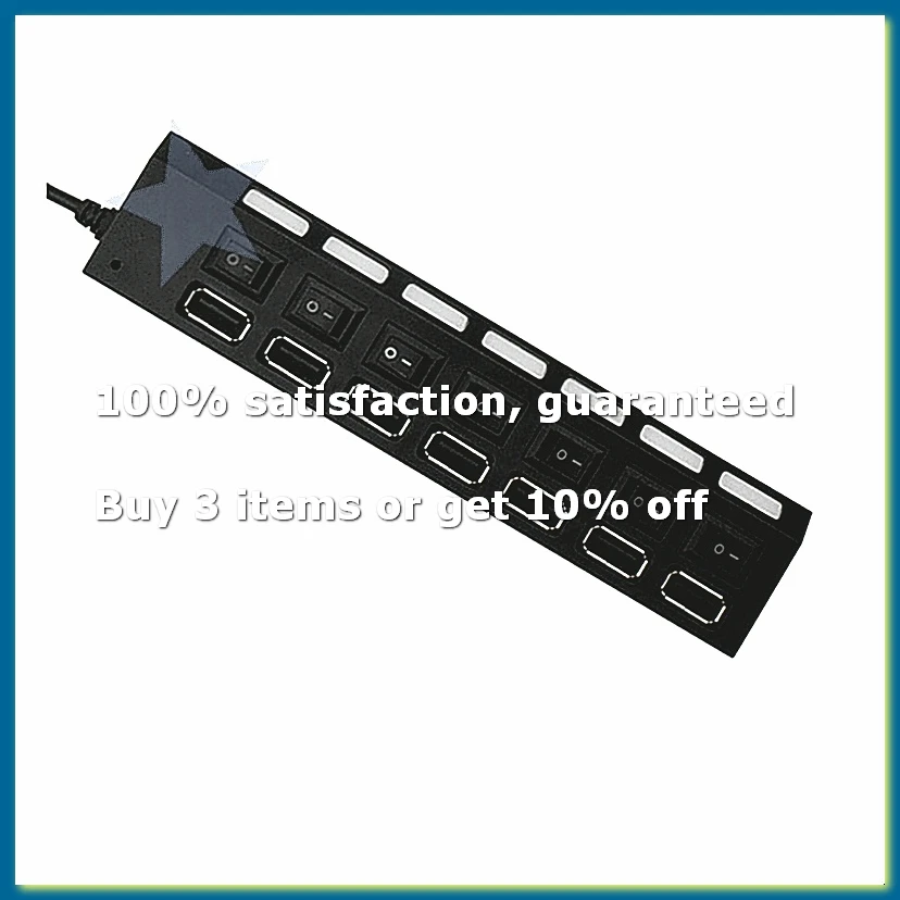 ●USB Hub 2.0 USB Splitter Multi Hub Adapter USB Several Ports Power Adapter with Switch Accessories for PC Laptop,Black-ABFB