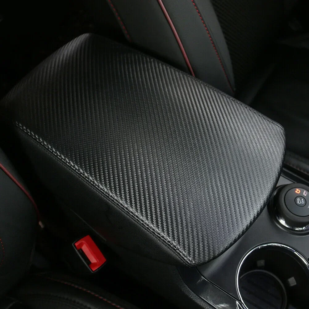 Carbon Armrest Cover Cover Faux Leather Armrest Car For Ford Explorer 2011-19 Grain Parts Protector Replacement Replaces