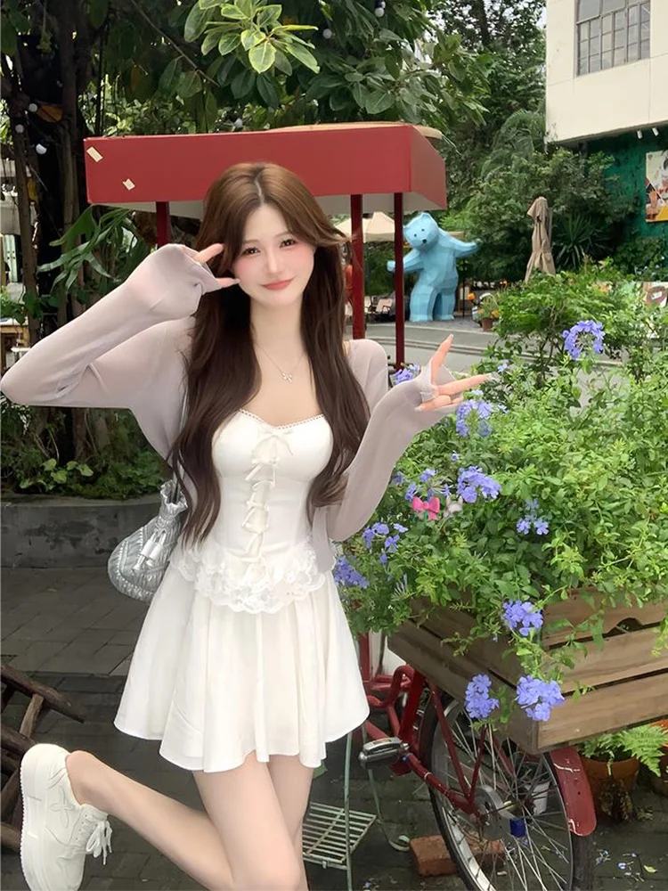 

plus Size Ballet Sle off oulder Dr Women's Fat MM Pure Desire Waist Cinching A-Line Puffy ort Skirt Set Casual Hig...