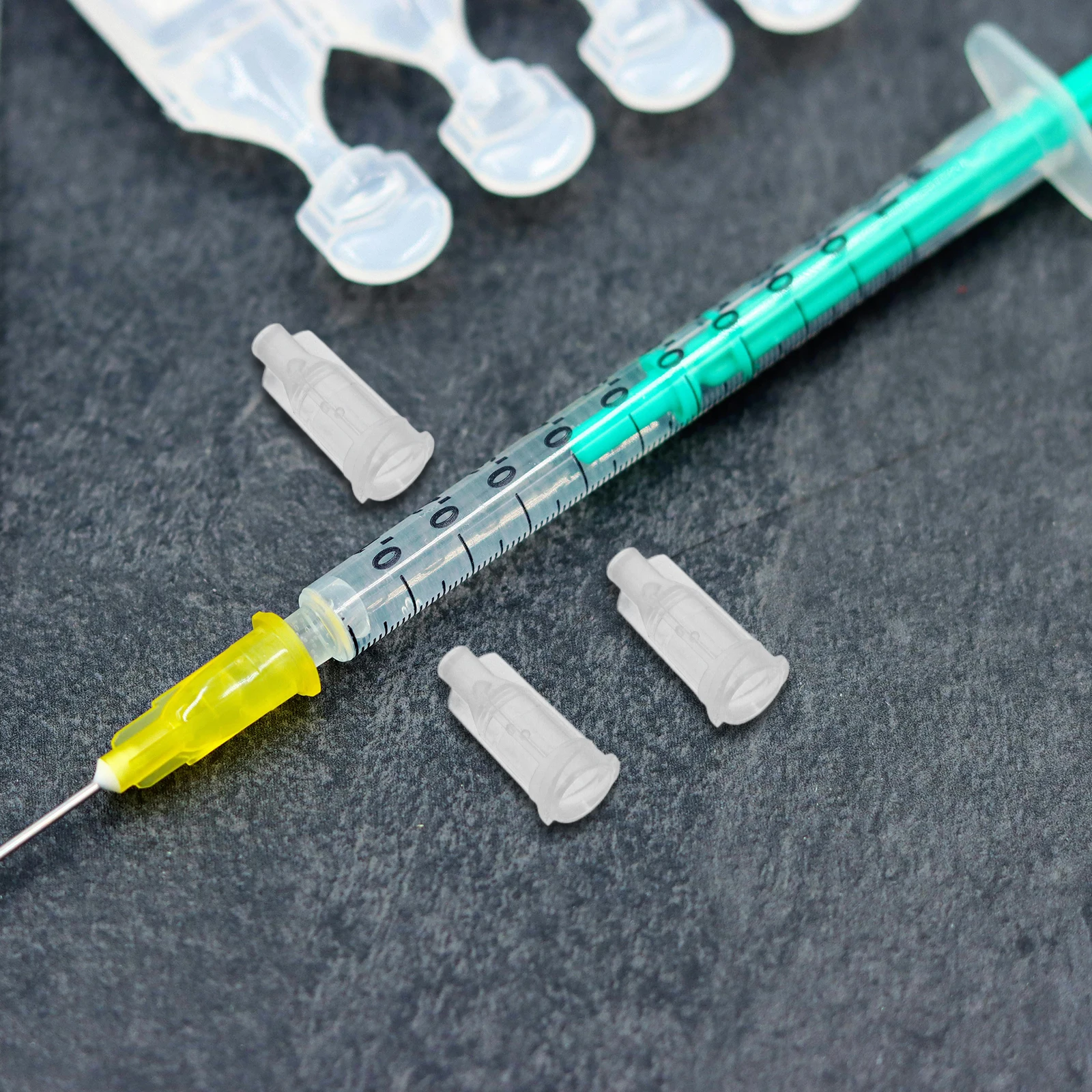 

100 Pcs Syringe Sealing Cap Dispensing Replacement Nozzle Precision Applicator Caps