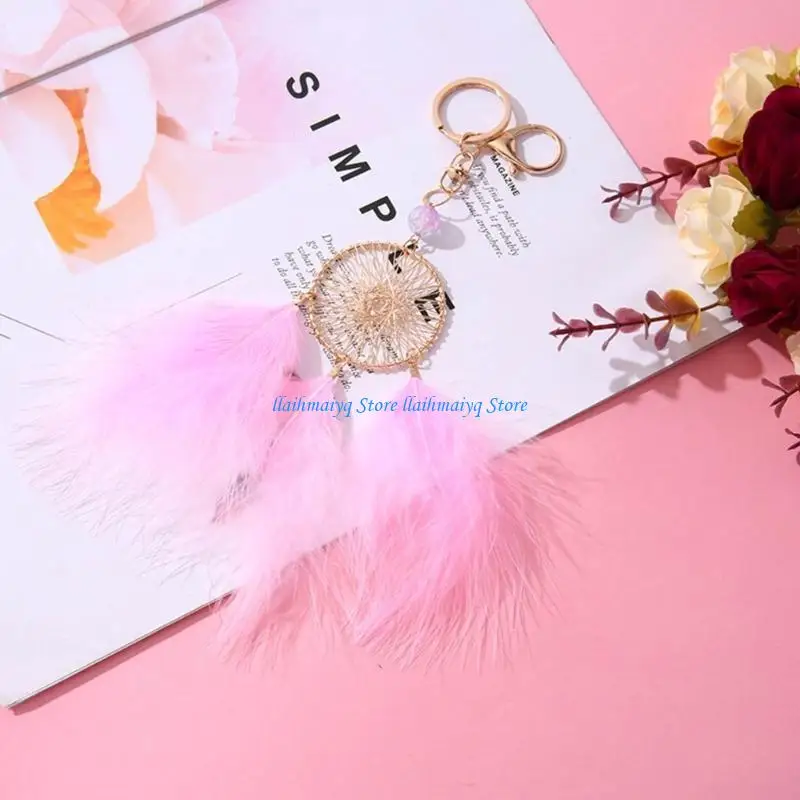 573B Simple  Dream Catcher Charm Keychains Hanging Ornament Pendant Car Keyring Backpack Decoration Bag Charm