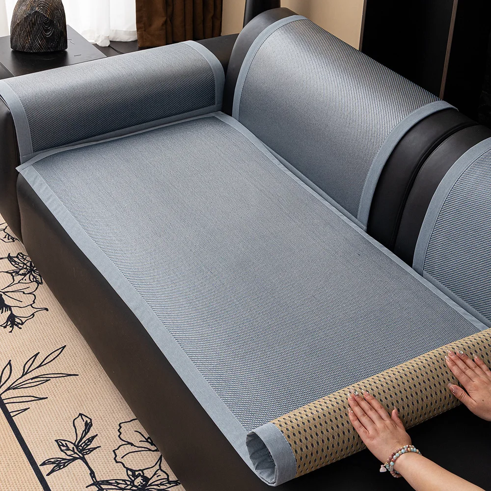 

Летний моющийся противоскользящий коврик-накладка Tielei Ice Vine Grass Mat для дивана из ледяного шелка, полиэфирное волокно