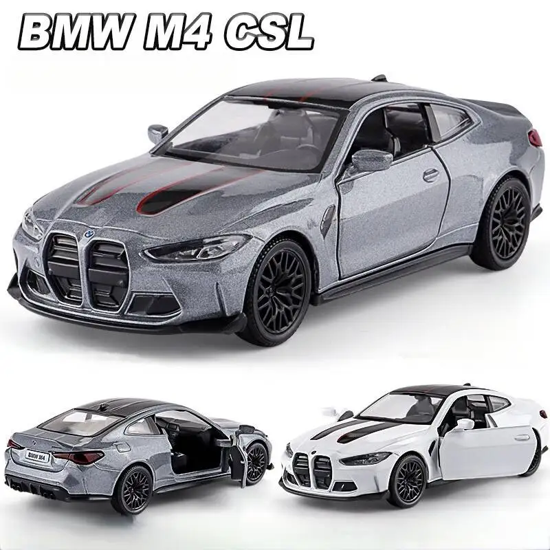 BMW M4 CSL Coupe Symulacja Wykwintny Model Odlewany i Zabawka Samochodowa z Napędem Pull Back RMZ City 1:36 Kolekcja Modeli ze Stopu Metalu Prezent dla Dzieci