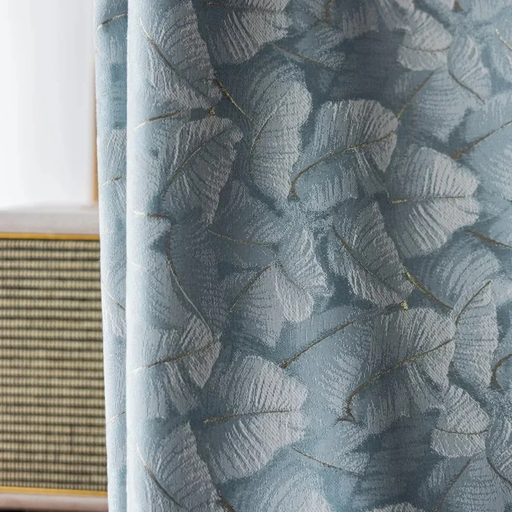 

Американские европейские шторы для гостиной, столовой, спальни, роскошные пасторальные цветы, полузатеняющие жаккардовые синие окна, декор комнаты