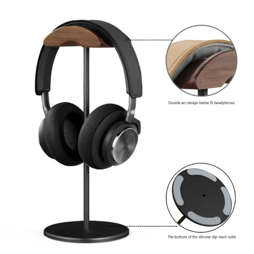 

Walnut Wood Headphone Holder Solid Metal Base Table Desk Display Gaming Headset Holder Aluminum Alloy High Quality
