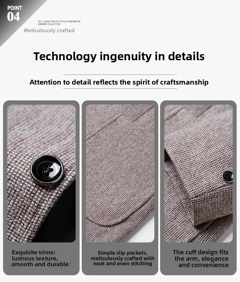 Herrenblazer, einfarbig, für Hochzeiten, Freizeit, Gastgeber, Gentleman, schmal geschnitten, trendig, vielseitig, Business-Blazer – Detail 5
