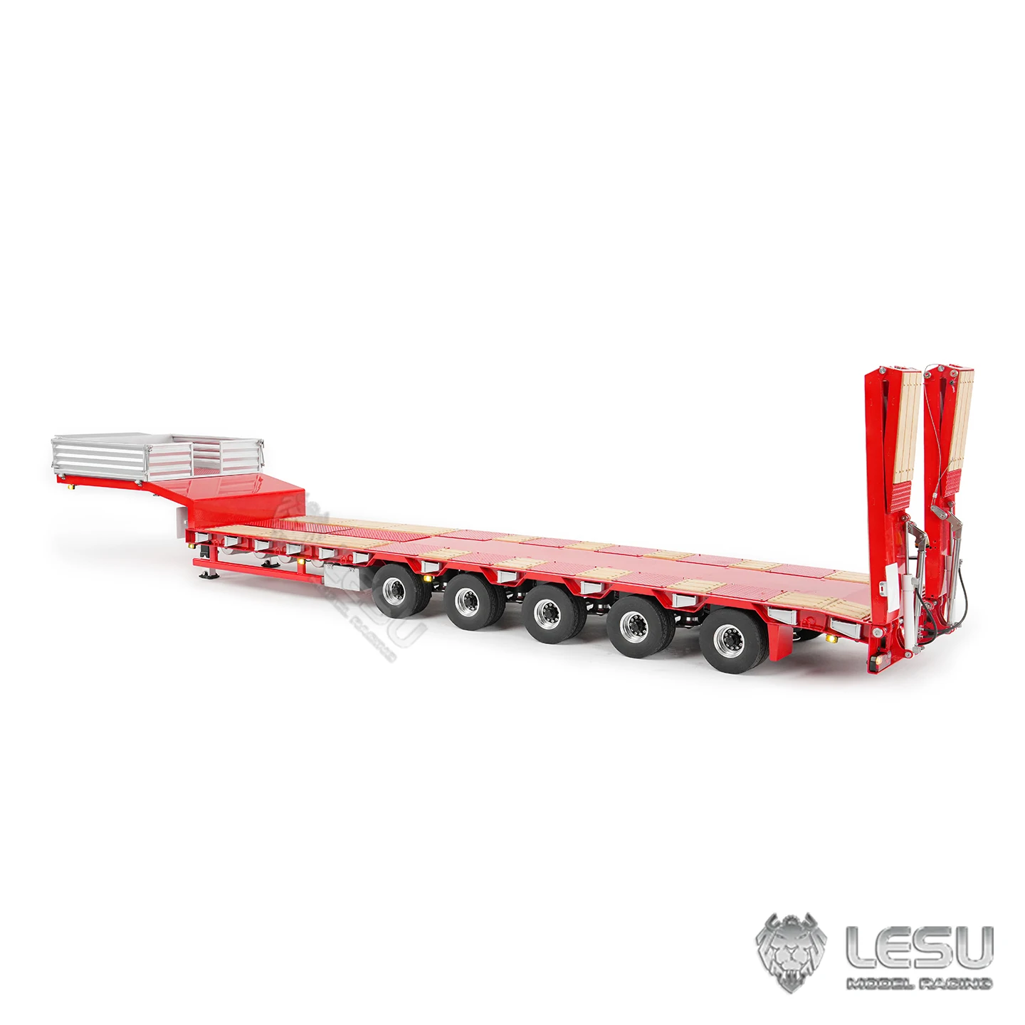 LS-A0055 LESU 1/14 Hydraulic Low Loader Semi-Trailer Five-Axle Slave Steering Axle for Engineering Model