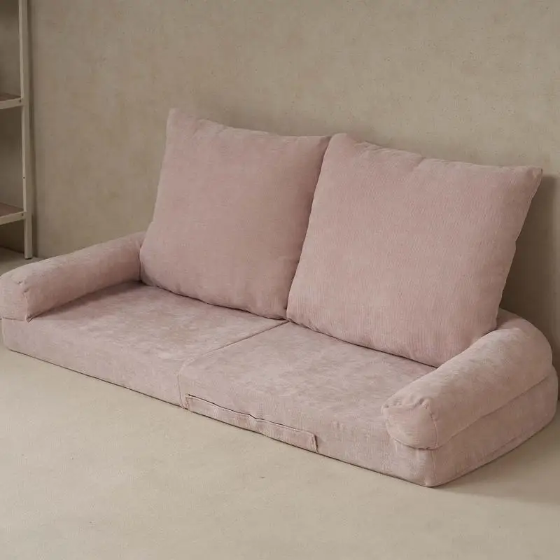 Pink Convertible Fold-Out Single Sofa Bed - Space-Saving Compact Design for Living Room or Guest Room