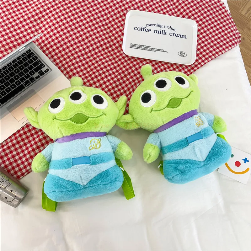 40cm Genuine Disney Toy Story Alien Plush Schoolbag Backpack Kawaii Soft Cartoon Stuffed Toy Child Kawaii Backpacks For Children