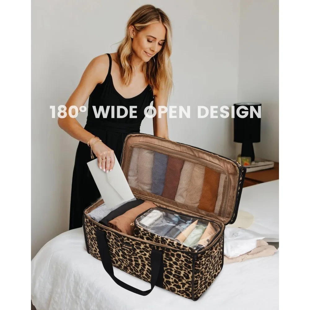 مجموعة حقيبة حمل لعطلة نهاية الأسبوع مع أدوات الزينة وجيب مبلل، واق من 3 قطع للسفر للرحلات الليلية #3