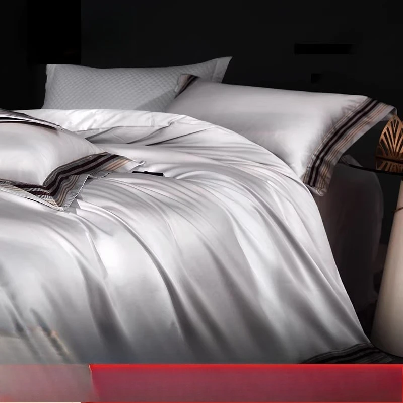 

Yjq 180 long-staple cotton four-piece set, pure cotton quilt cover, cotton bed sheet, mattress model