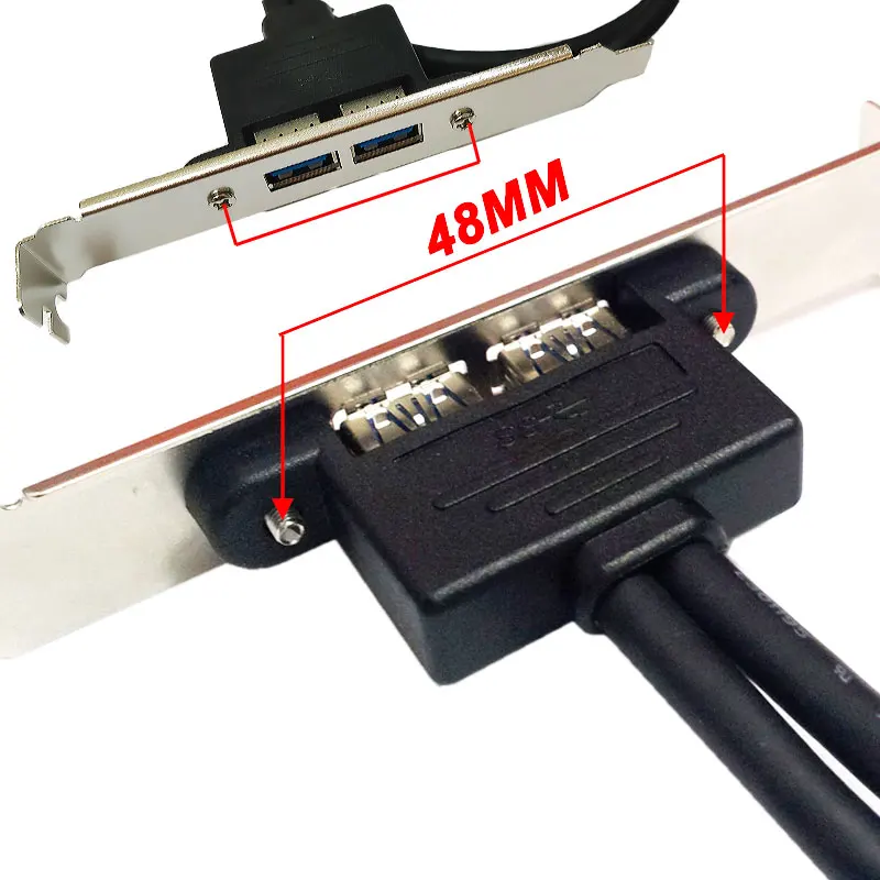 

Dual USB 3.0 Front Panel Header Adapter - 20-Pin to USB 3.0 Motherboard Bracket Cable for PC 0.5M