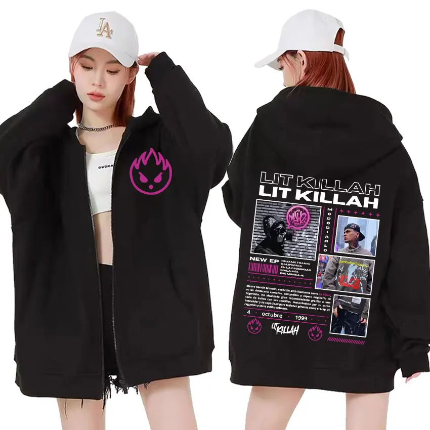 Rapper Lit Killah Retro Style Zip Up Hoodies Men Women Harajuku Trend Hip Hop Zipper Sweatshirt High Quality Casual Jacke Hoodie