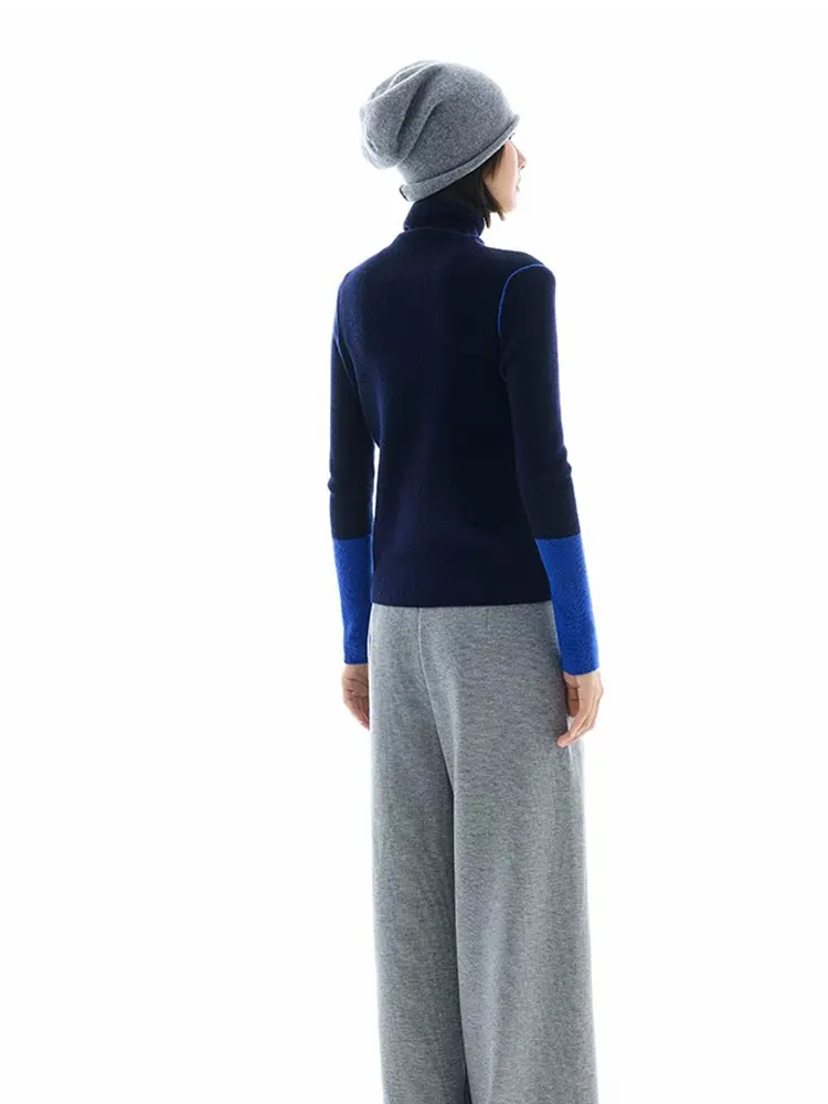 Ciepły Wygodny Miękki Wysoki Kołnierz Kolorowy Długi Sweter Dzianinowy Podkoszulek Koreański Luźny Krój Jesień Zima Nowość