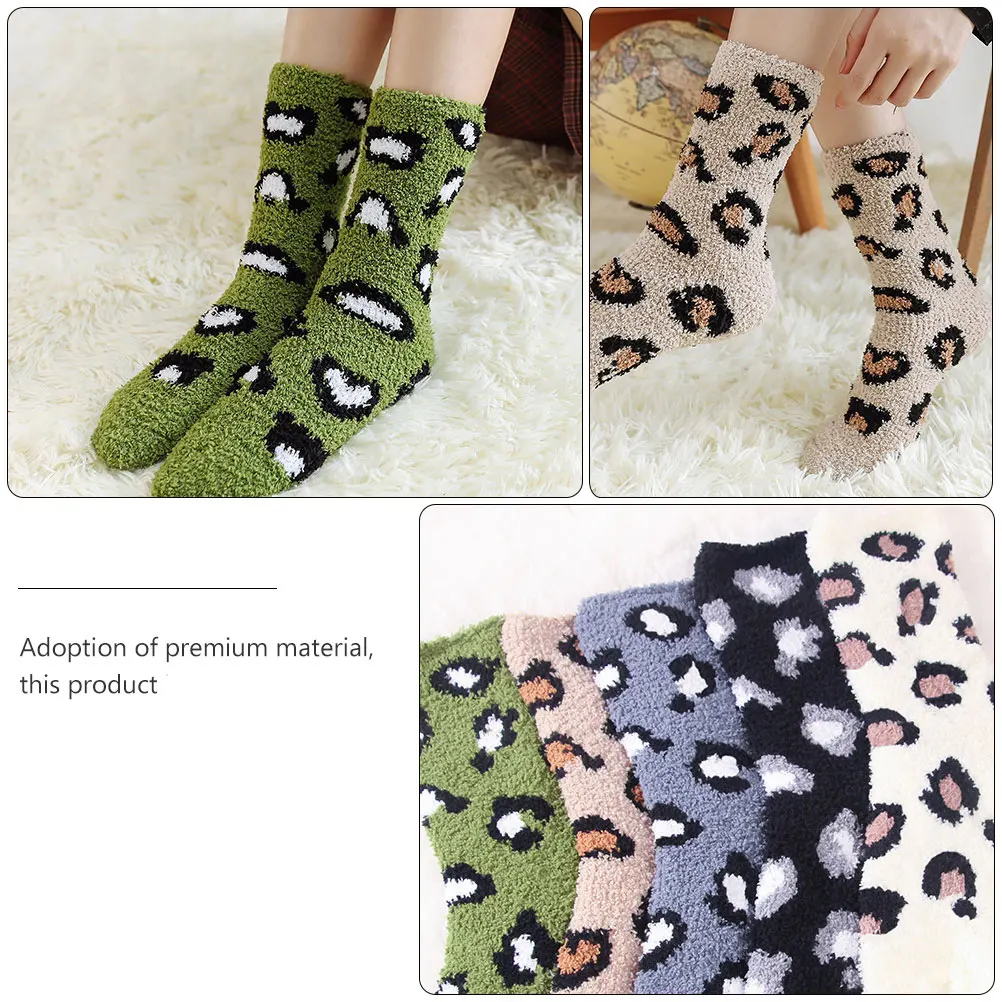 

3 Pairs Warm Hosiery Sleep Soft Coral Fleece Comfortable Non Slip Long Warm Hosiery Socks Use Socks