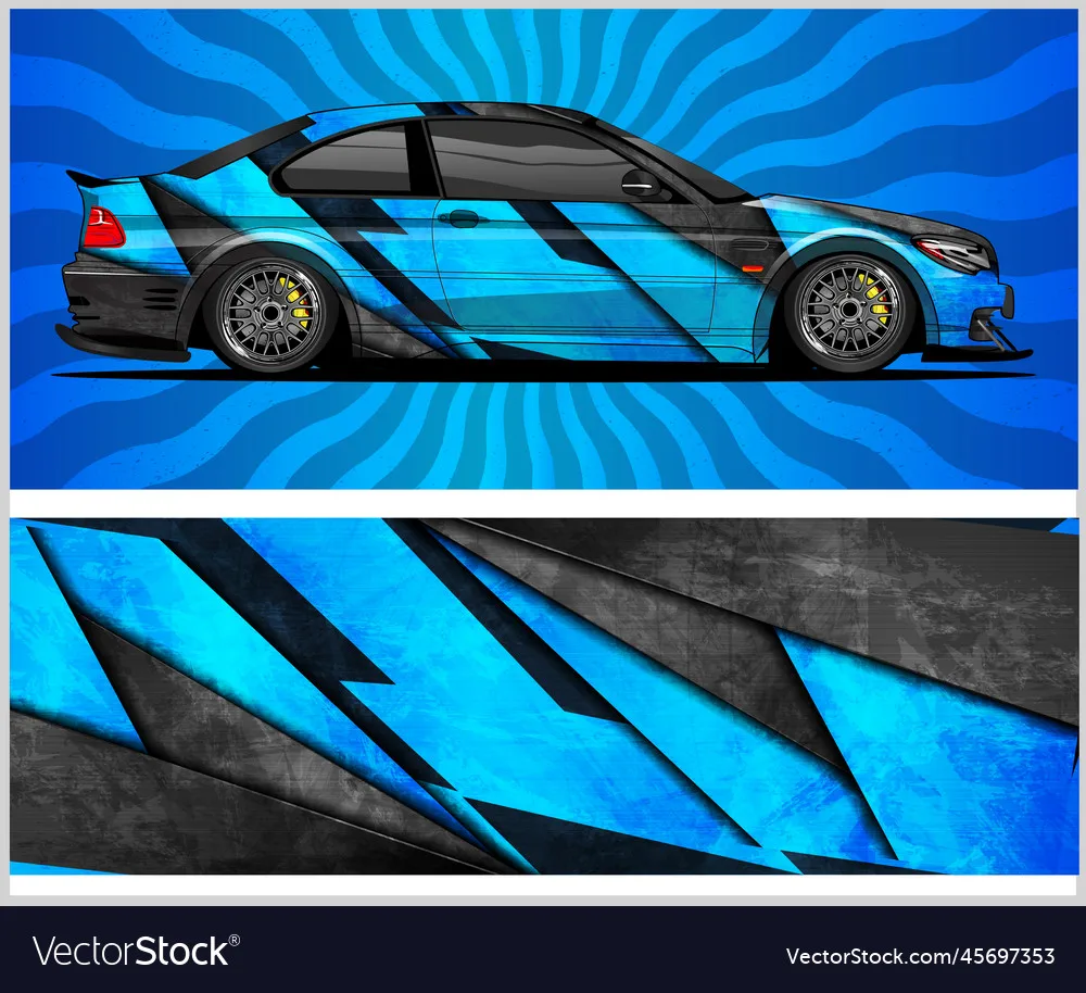 Blue Lightning Car Color Change Film Wrap Sticker Decal Decorative Cut Body Racing Graphic Decal Vinyl Wrap Side Modern Design