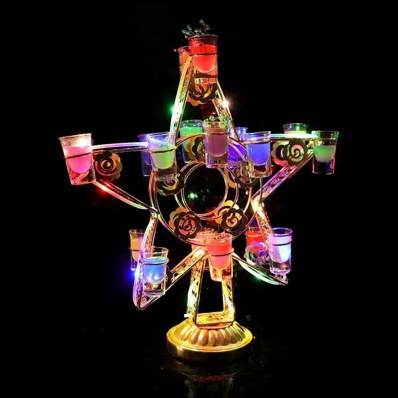 Luminous pentagram cup holder bar KTV clear bar cocktail champagne fighting game party luminous entertainment