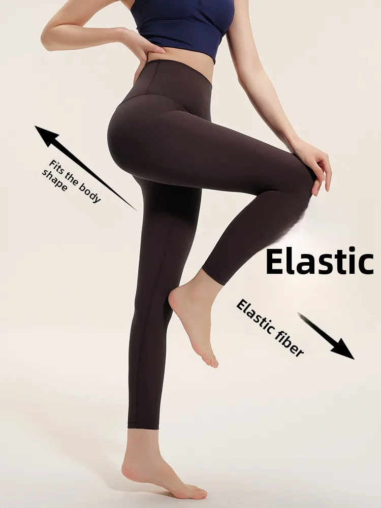 سراويل يوجا عالية الخصر للسيدات من جلد arkskin سراويل يوجا ضيقة مناسبة للارتداء في الهواء الطلق مريحة ذات ملمس عاري بدون إمبار...