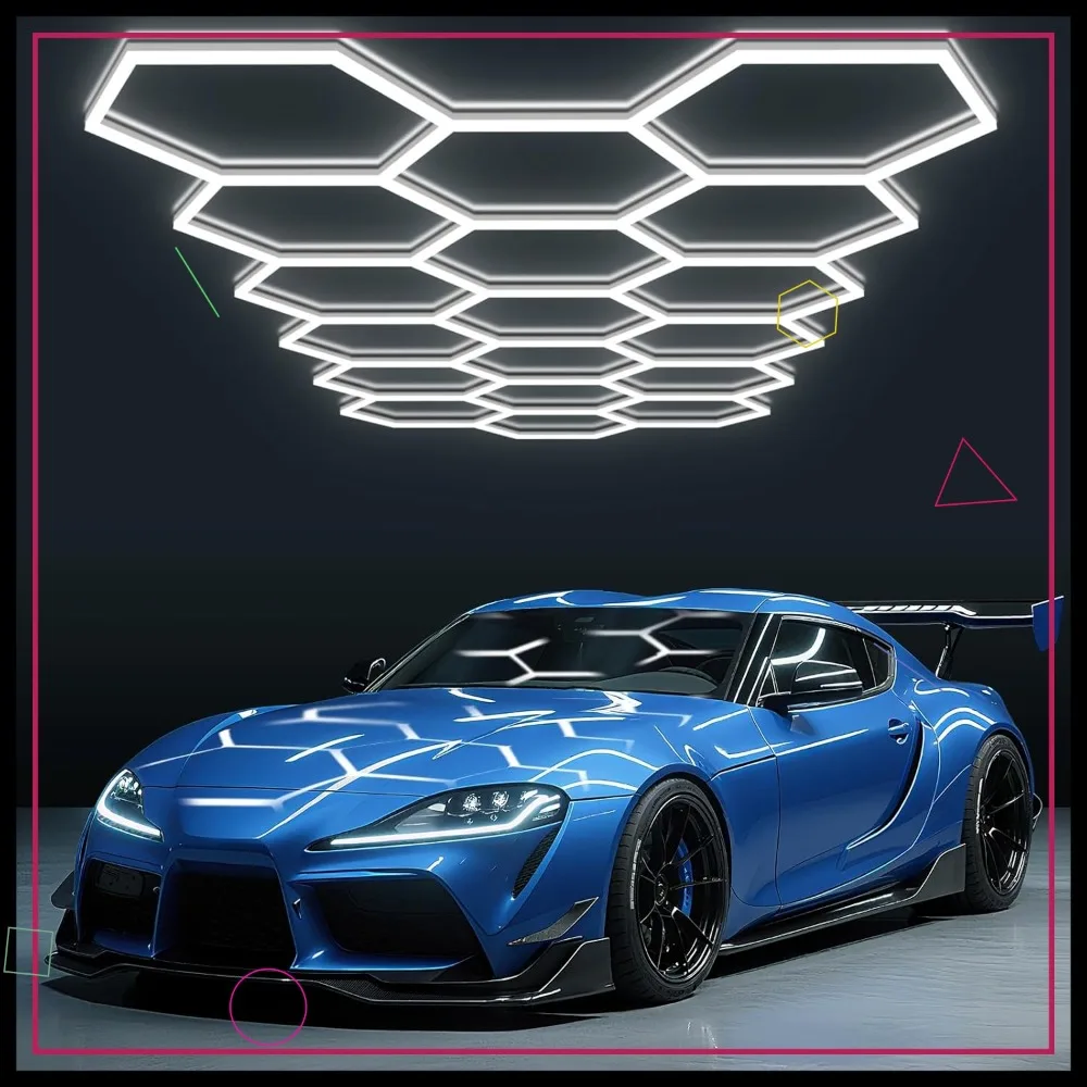 

Светодиодные светильники для гаража в форме шестиугольника, 568 Вт, сверхъяркие, 68160 лм, с сетчатой решеткой для детейлинга автомобилей, складов, спортзалов