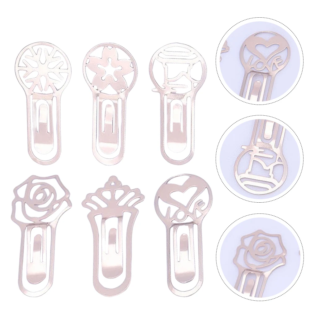 6 قطعة الإشارات المرجعية المعدنية حساسة التصميم الكلاسيكي قراءة صفحة علامة لمحبي الكتاب مدرسة مكتب المنزل استخدام المرجعية الزخرفية