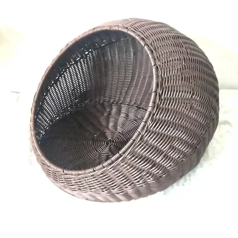 

Removable Washable Pet Nest Cat Cage Nest PP Plastic Rattan Pet Basket handmade woven house