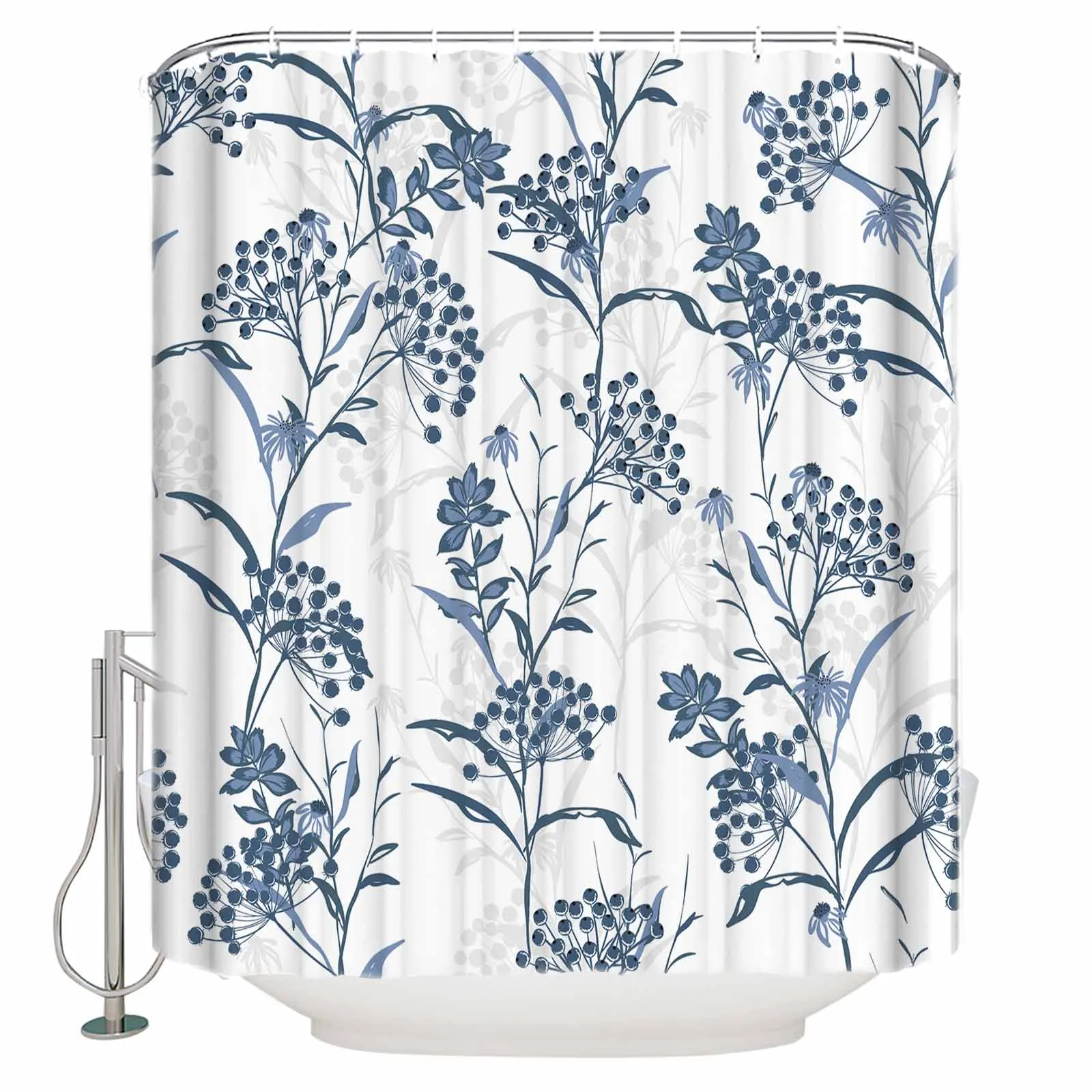 Plant Texture Fruit Blue Shower Curtains Waterproof Bath Curtains Home Decor Modern Luxury Bathroom Curtain