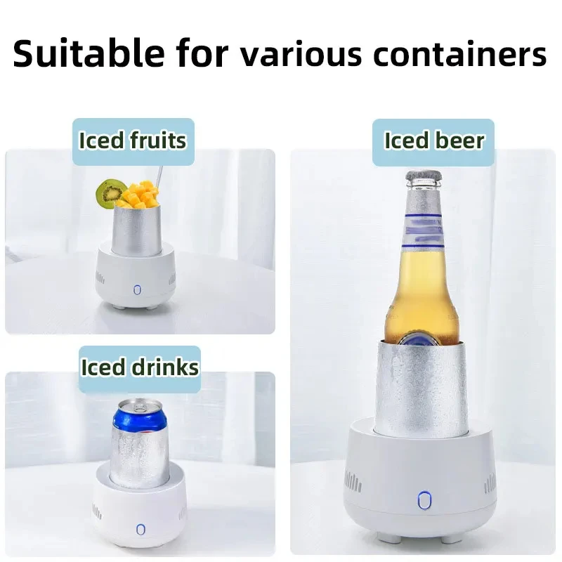 Taza de enfriamiento de cerveza rápida, Mini refrigerador montado en el coche, fabricante de hielo de bebidas eléctrico para el hogar, taza enfriadora de bebidas portátil recargable por USB